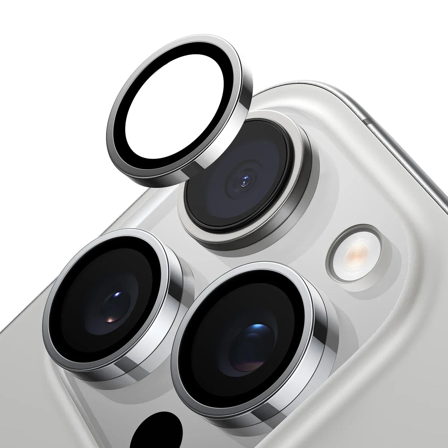 TORRAS Lensguard silver metal camera protector ring for iPhone 16 Pro Max