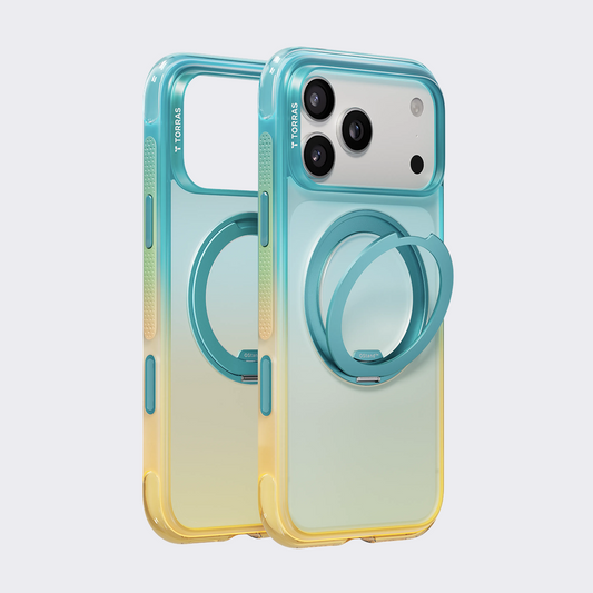 Cyan yellow Ostand O3 Air Summer cases with ring stands