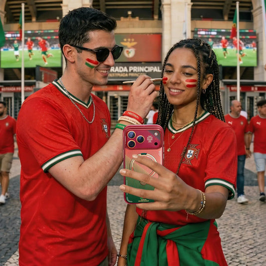 TORRAS FPF limited edition phone case at a Portugal match
