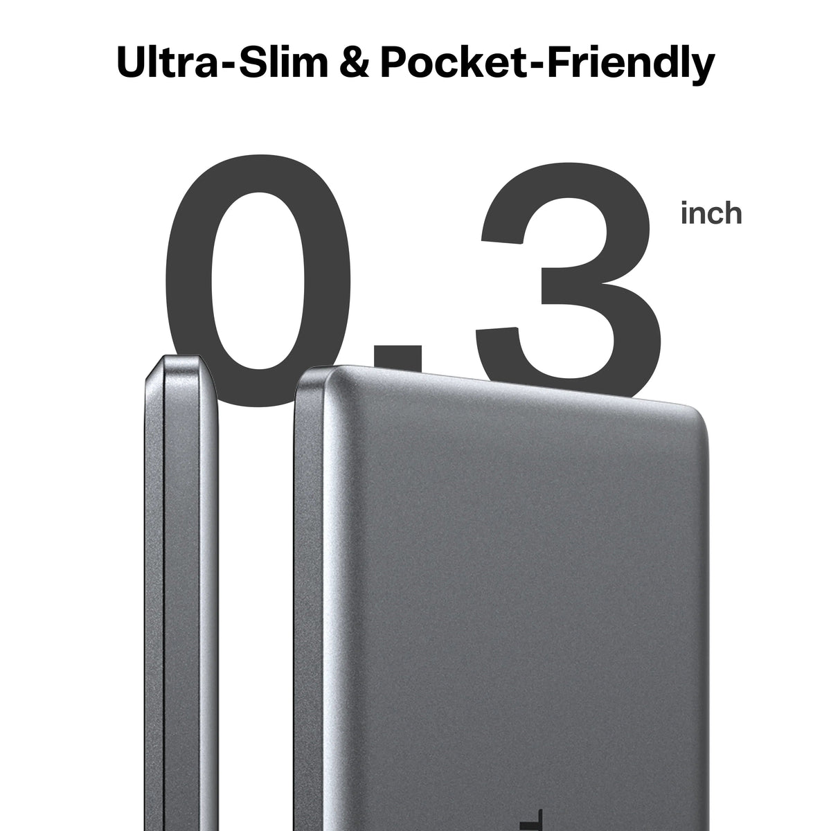 TORRAS MiniMag power bank, 0.3 inch ultra-slim & pocket-friendly design.