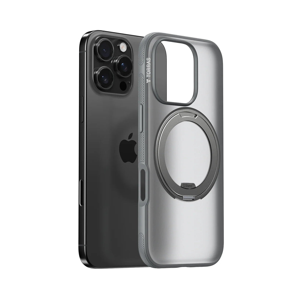 TORRAS Ostand O3 Fitness translucent grey case for iPhone 16 Pro, magnetic stand