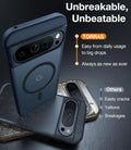 Dark blue TORRAS Guardian-Mag Google Pixel 9 Pro case featuring MagSafe and military-grade protection.