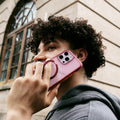 Pink TORRAS Ostand Q3 Air magnetic stand case for iPhone 16 Pro