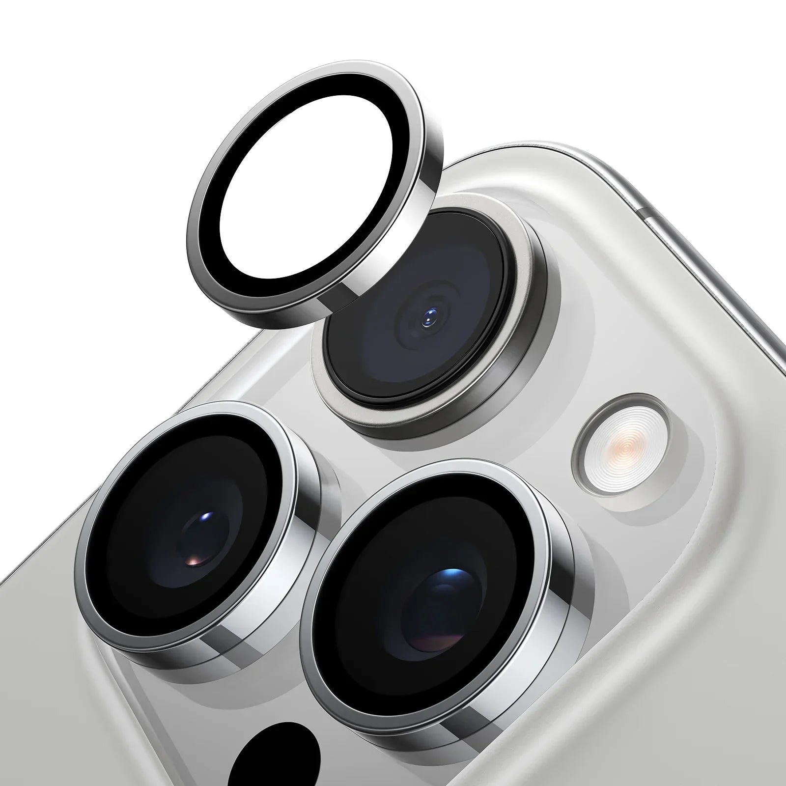 TORRAS Lensguard silver metal camera protector ring for iPhone 16 Pro Max