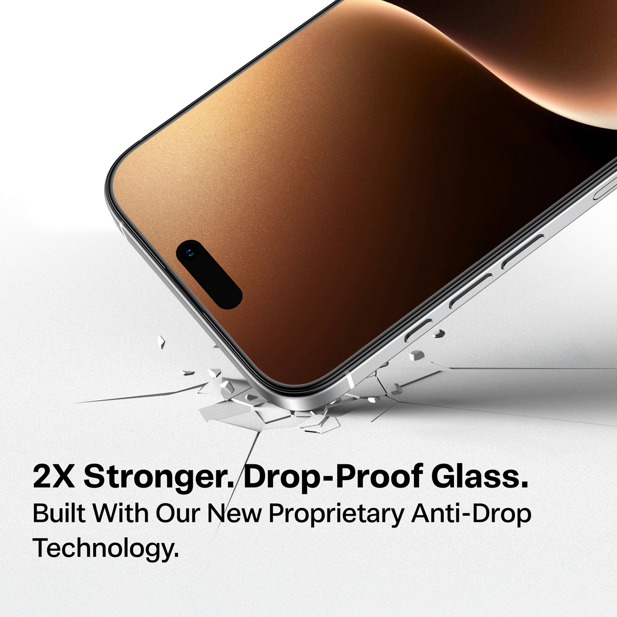 GlassGo iPhone 17 Air screen protector, 2X stronger drop-proof tempered glass.