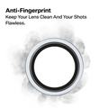 TORRAS Lensguard camera protector for iPhone 17, silver rim, anti-fingerprint clarity.