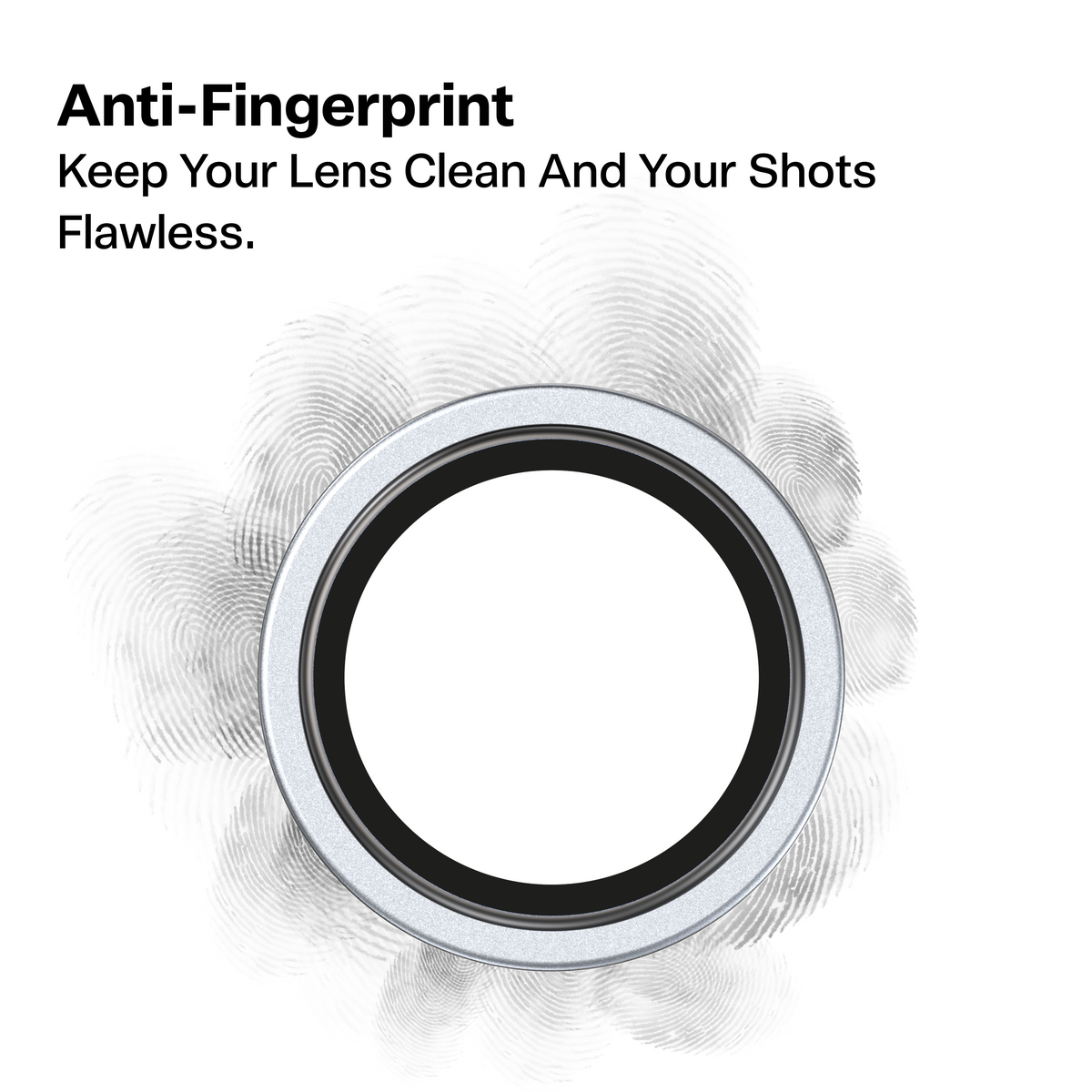 TORRAS Lensguard camera protector for iPhone 17, silver rim, anti-fingerprint clarity.