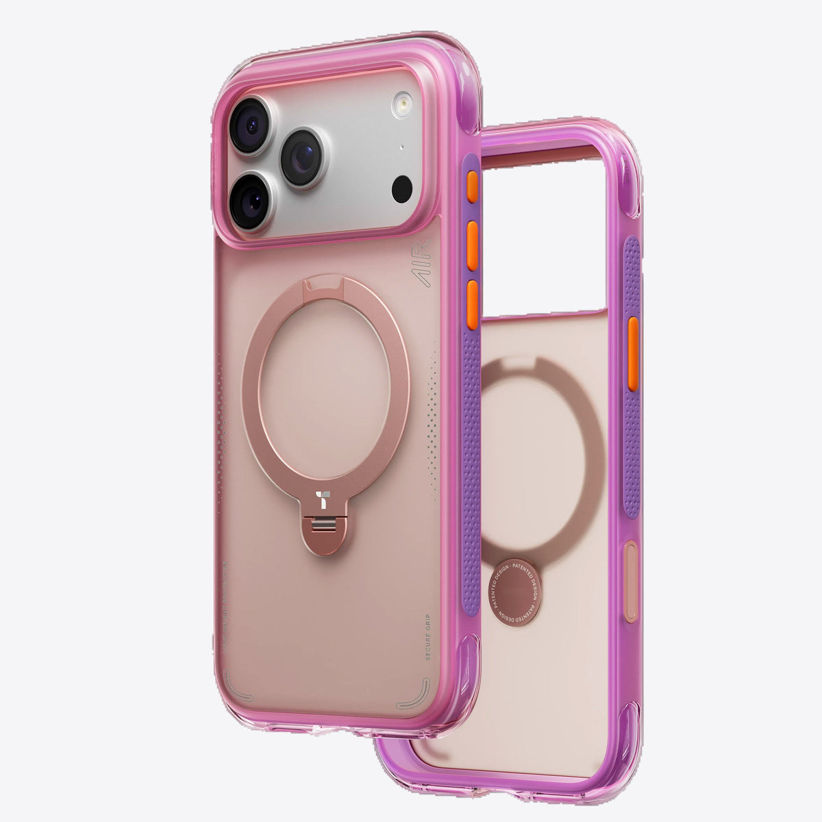 TORRAS Ostand Q3 Air iPhone 17 Pro colorblock case with magnetic stand.