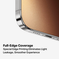 GlassGo screen protector for iPhone 17 Pro Max, full-edge coverage, special edge printing.