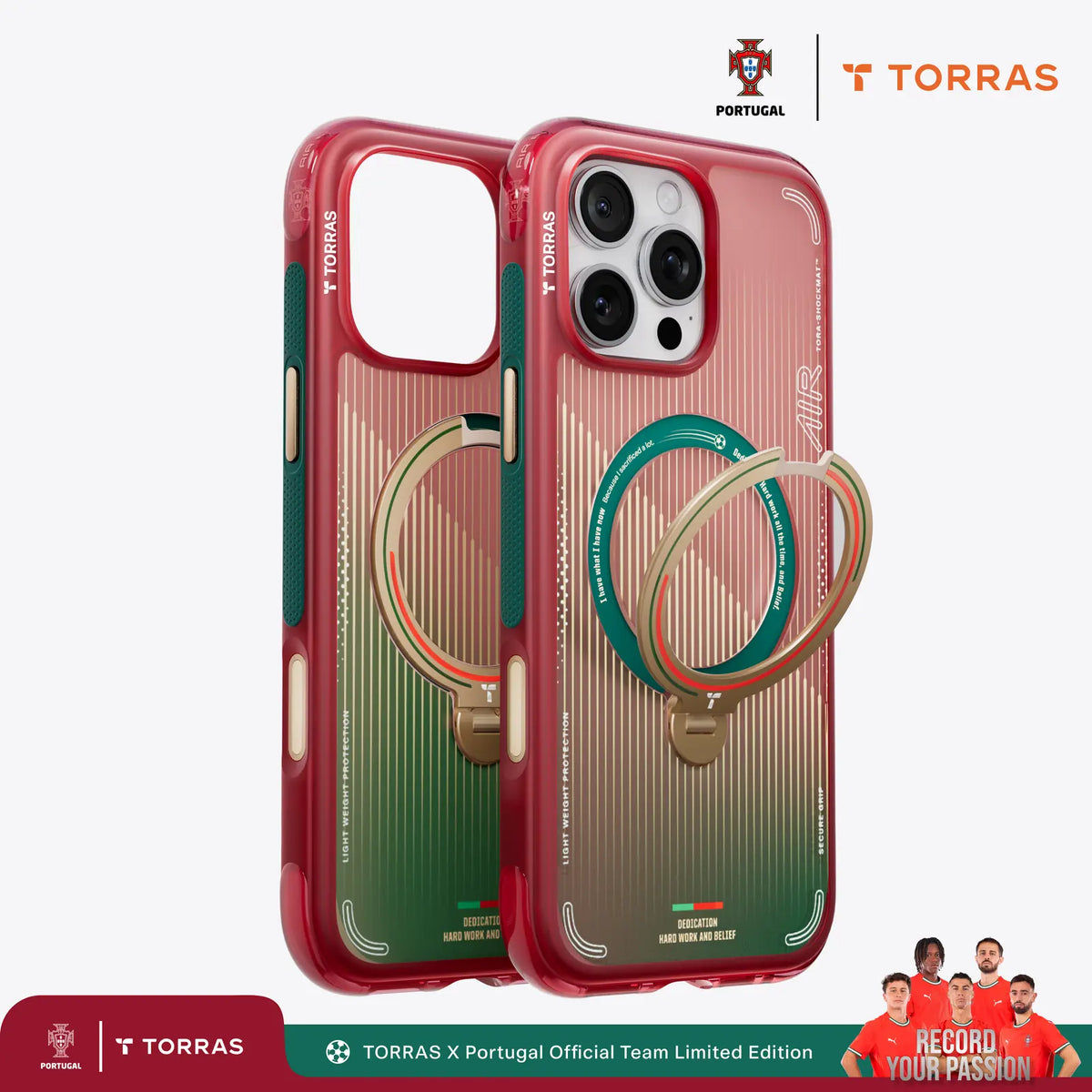 TORRAS Ostand Q3 Air case for iPhone 16 Pro Max, Portugal FPF limited edition with ring stand.