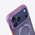 TORRAS Ostand Q3 Air iPhone 17 Pro colorblock case with magnetic stand, purple/pink gradient.