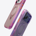 TORRAS Ostand Q3 Air iPhone 17 Pro case with magnetic stand and colorblock design. Pink & purple.