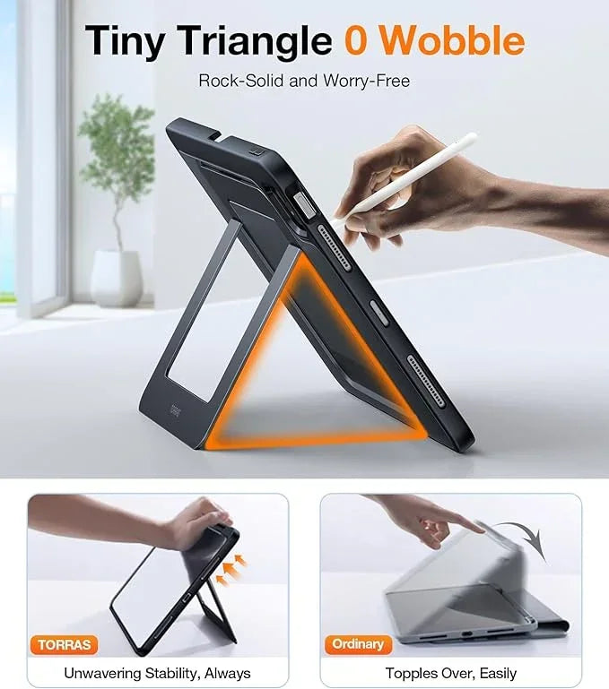TORRAS Ostand case for iPad Air 13 inch, rock-solid triangle stand & pencil holder.