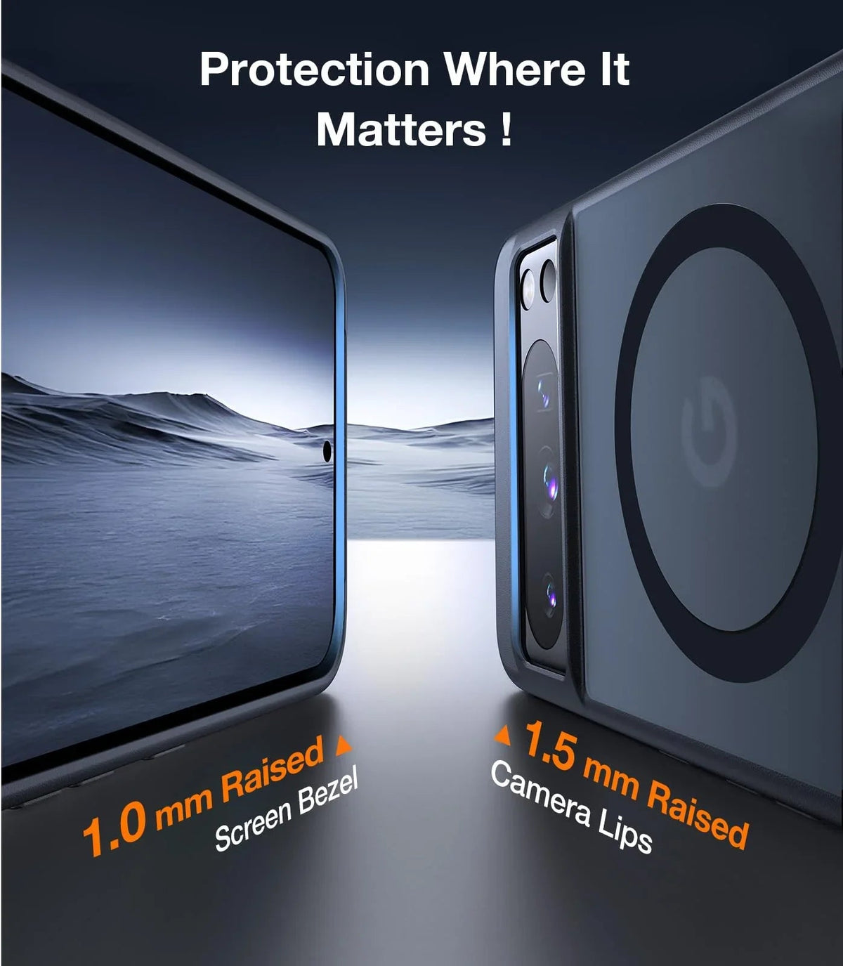 TORRAS Ostand L1 Google Pixel 8 Pro case: 1.0mm screen bezel, 1.5mm camera lips.