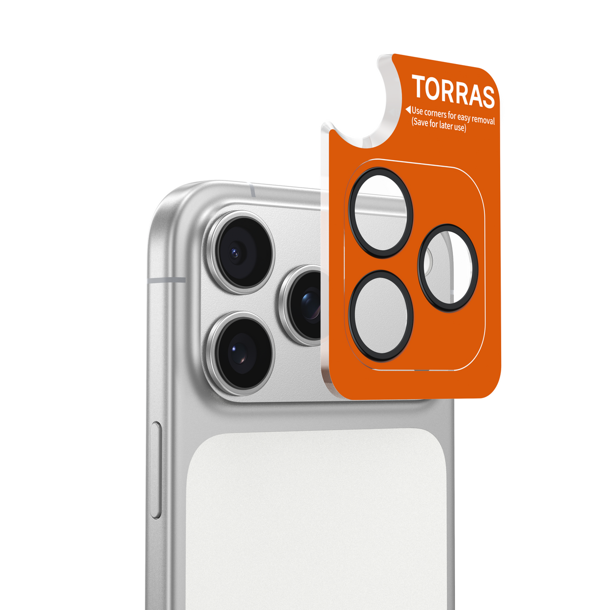 Orange TORRAS Lensguard camera protector applicator for iPhone 17 Air