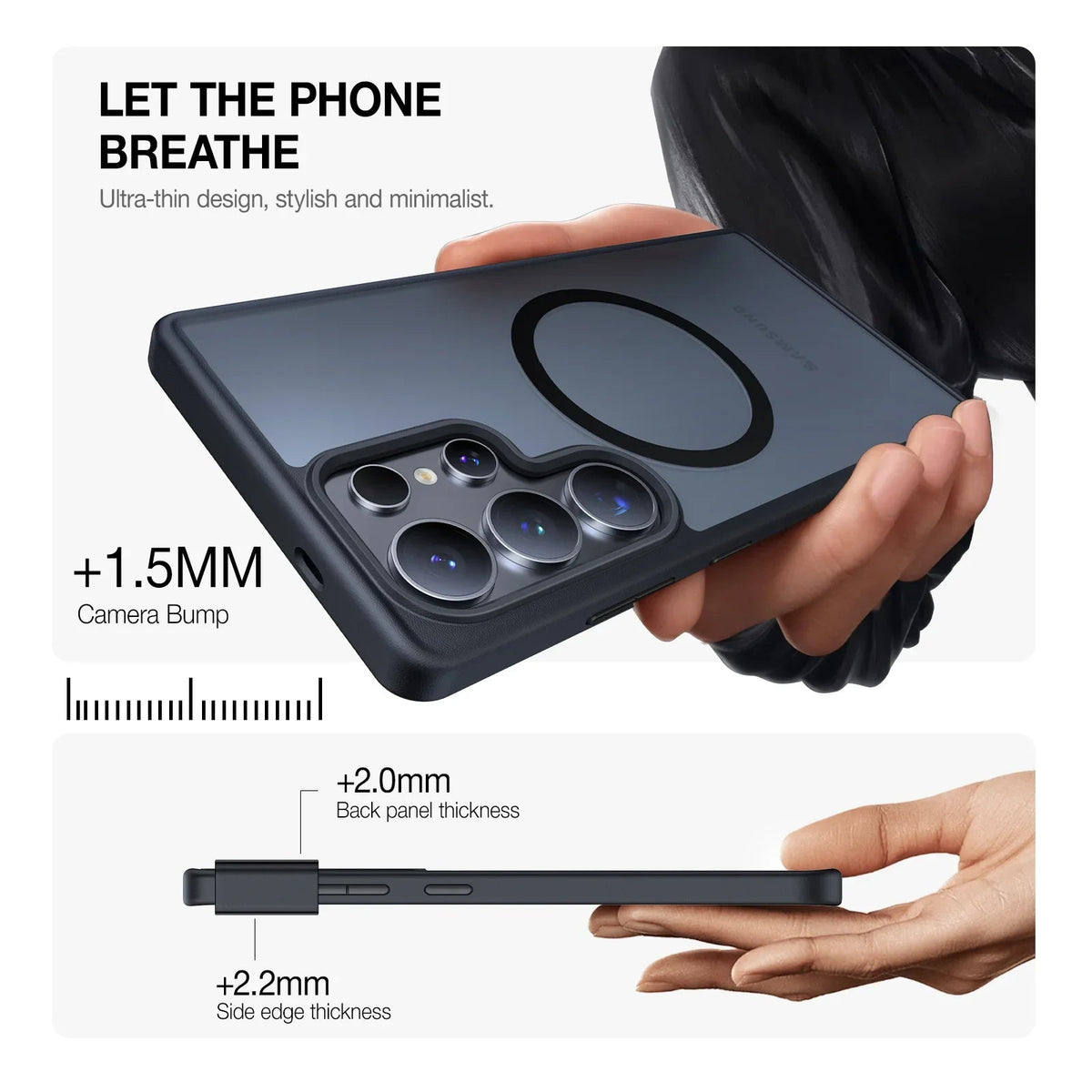 TORRAS Guardian-Mag Samsung S25 Ultra MagSafe case. Ultra-thin, 1.5mm camera bump protection.
