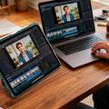 TORRAS Ostand K3 Neo teal iPad mini 6/7 case with pencil holder for video editing.