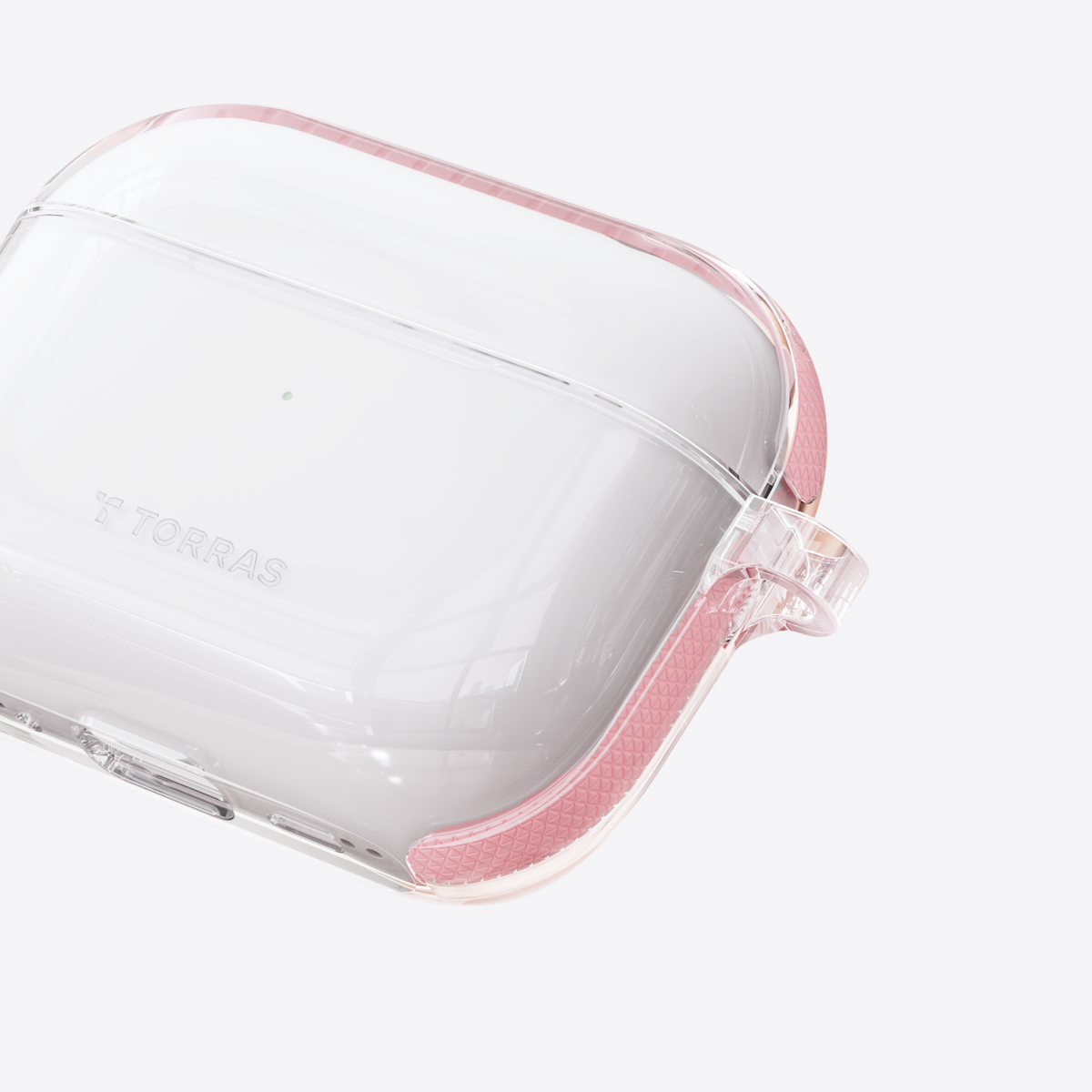 TORRAS O3Light clear AirPods protective case with pink textured edge