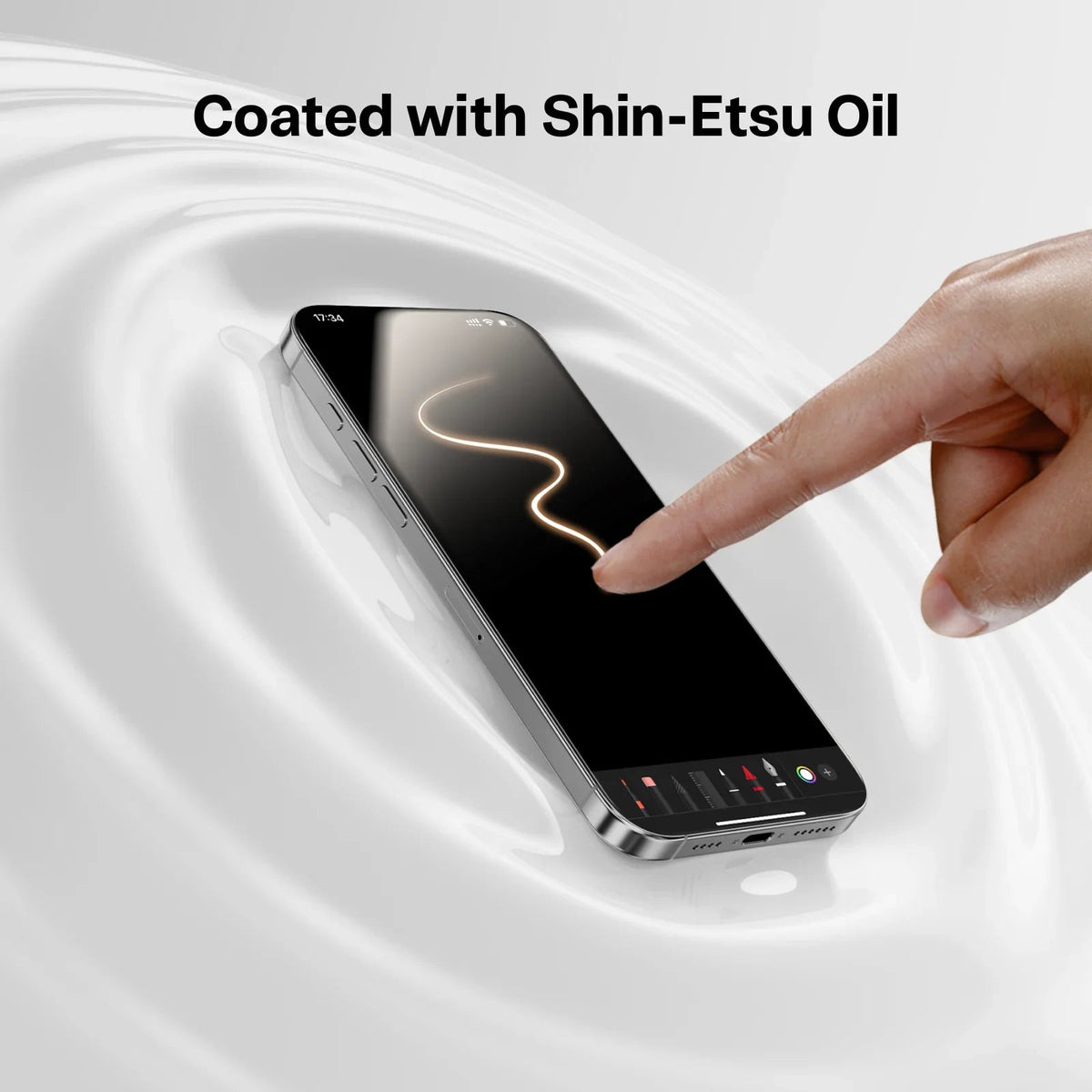 GlassGo iPhone 14 Pro screen protector with Shin-Etsu Oil coating.