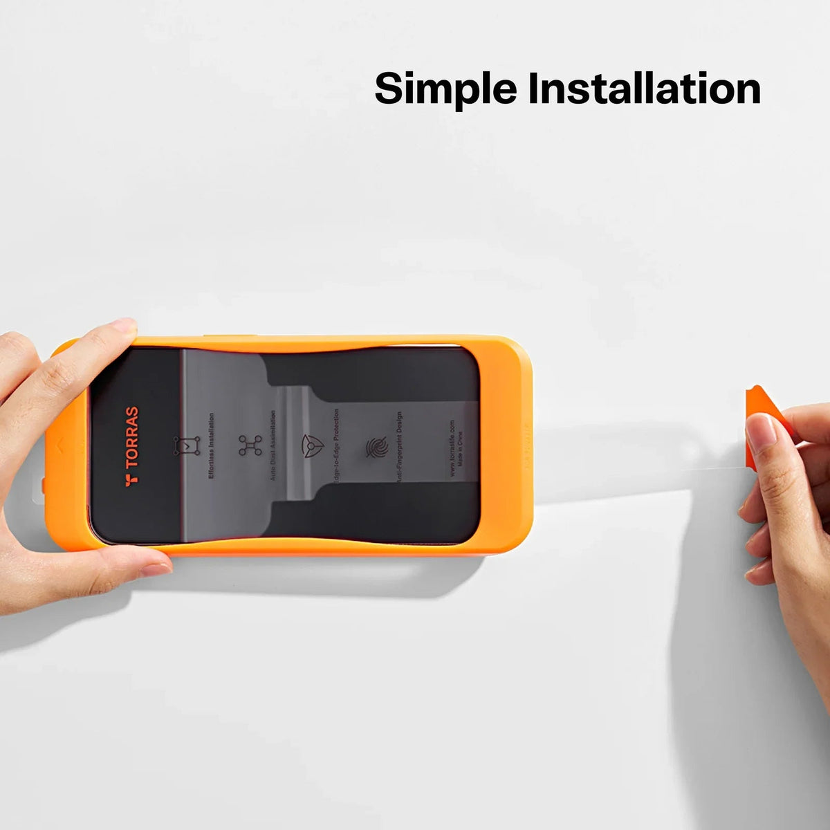 TORRAS GlassGo iPhone 14 Pro screen protector with effortless installation and anti-fingerprint.