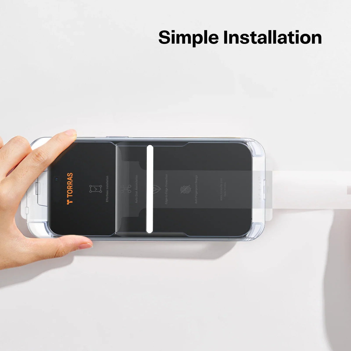 TORRAS GlassGo screen protector for iPhone 16 Pro: Simple Installation, Anti-Fingerprint, Edge Protection.