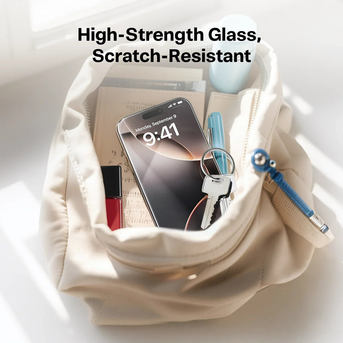 TORRAS GlassGo iPhone 16 screen protector: high-strength, scratch-resistant tempered glass.