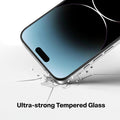 TORRAS GlassGo ultra-strong tempered glass screen protector for iPhone 15 Pro Max in drop test.