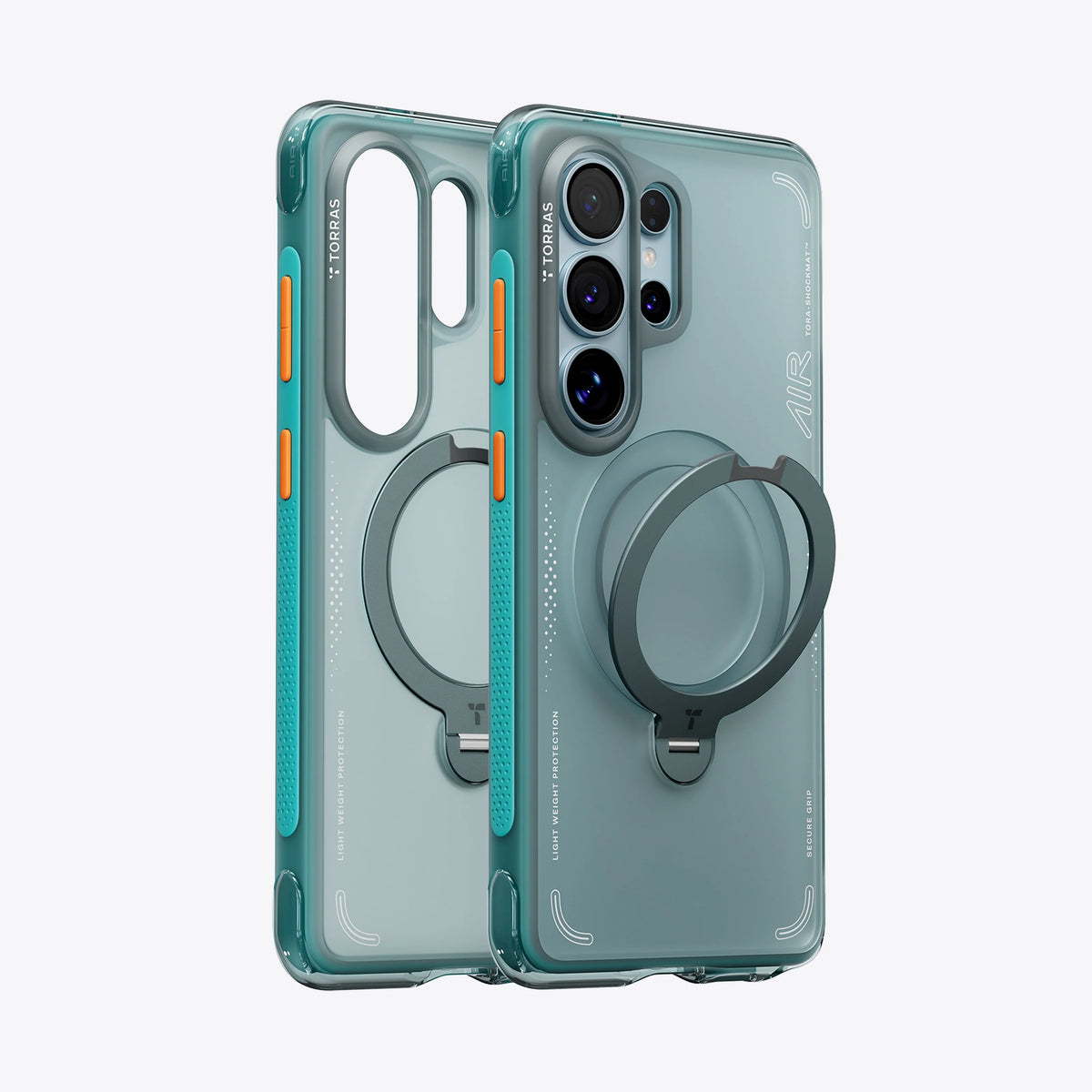 TORRAS Ostand Q3 Air case for Samsung S26 Ultra, teal, ring stand, light weight protection.