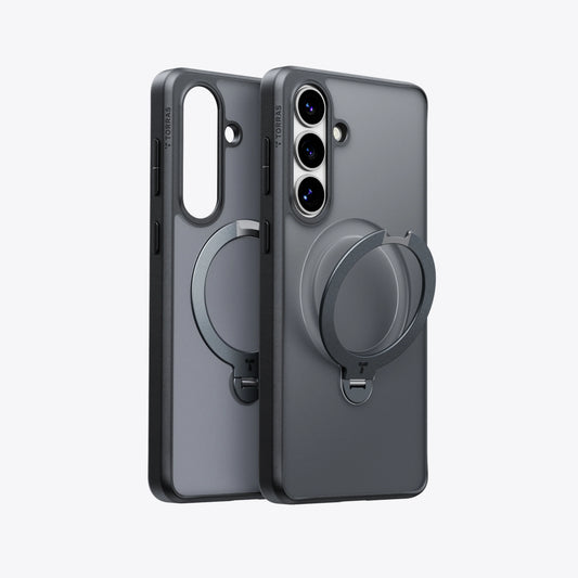 TORRAS Ostand Q3 Spin magnetic stand case for Samsung S26, dark grey, 360° spin.