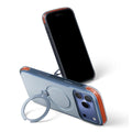 TORRAS Ostand Q3 Air Pro case for iPhone 18 Pro/Pro Max in navy with ring stands on two phones, dual angle