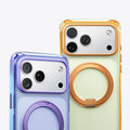 TORRAS Ostand O3 Air Bios for iPhone 17 Pro: purple & orange cases with ring stands.