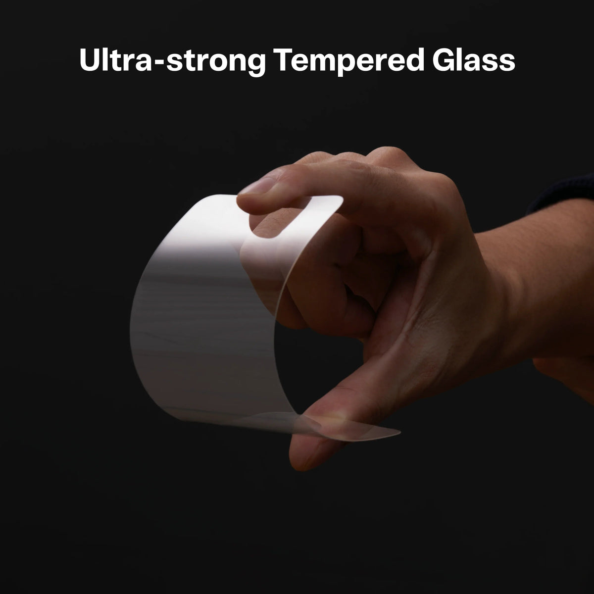 GlassGo ultra-strong tempered glass screen protector for Google Pixel 10 Pro XL being flexed.