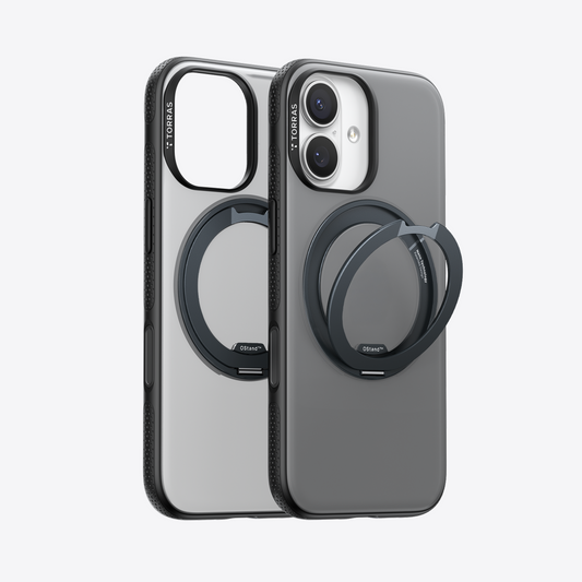 TORRAS Ostand O3 Fitness dark gray case for iPhone 17 with magnetic stand and camera cutout