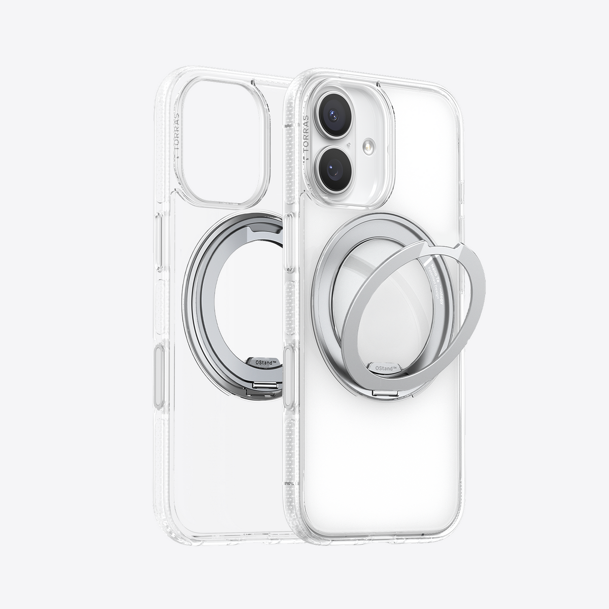 TORRAS Ostand O3 Fitness clear iPhone 17 case with metal ring stand