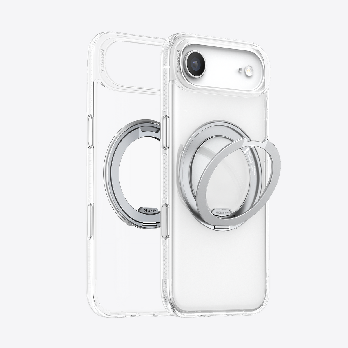 TORRAS Ostand O3 Fitness clear iPhone 17 Air case with silver ring stand