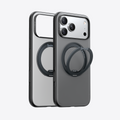 TORRAS Ostand O3 Fitness case for iPhone 17 Pro, black & clear, with magnetic ring stand.