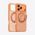 Orange TORRAS Ostand O3 Fitness iPhone 17 Pro case with rose gold magnetic ring stand.
