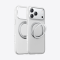 White TORRAS Ostand O3 Fitness case for iPhone 17 Pro with silver ring stand