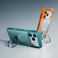 TORRAS Ostand Q3 Air iPhone 17 Pro Max cases: slim, protective, teal & orange with built-in ring stand.