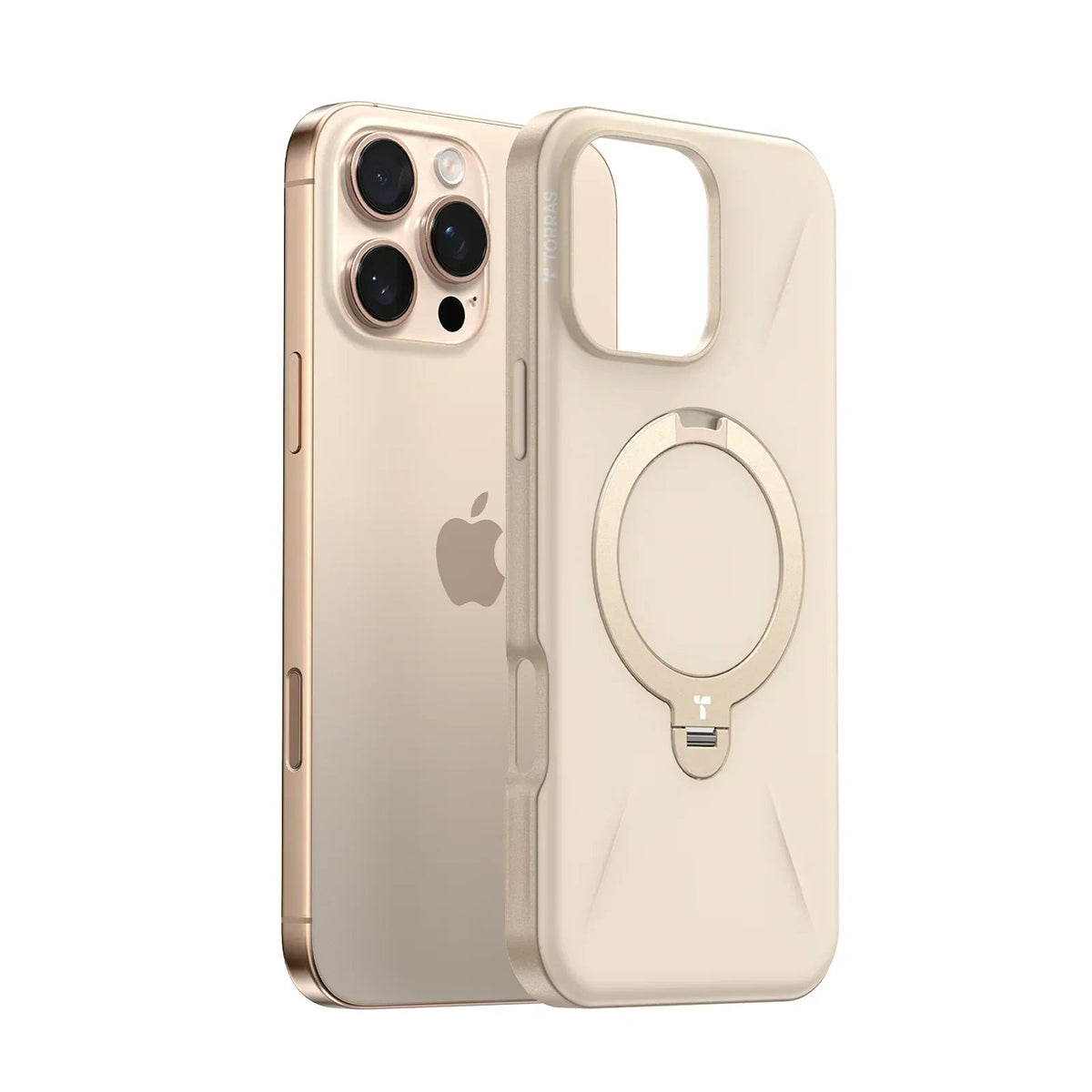 TORRAS Ostand Q3 Fusion gold case with rotatable bracket for iPhone 16 Pro