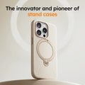 Cream TORRAS Ostand Q3 Fusion iPhone 16 Pro Max case with magnetic stand. Innovator.
