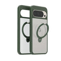 TORRAS Ostand Q3 Spin dark green & clear case with ring stand for Google Pixel 10 Pro XL.