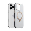 TORRAS Ostand Q3 VegSkin magnetic stand case, rose gold ring, white textured for iPhone 16 Pro.