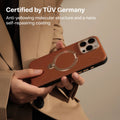 TORRAS Ostand Q3 VegSkin iPhone 16 Pro case with ring stand, TÜV certified anti-yellowing & self-repairing coating.
