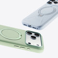 TORRAS Ostand Q3 silicone cases in light green and light blue for iPhone 17 Pro Max, with magnetic stand.