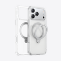 TORRAS Ostand Q3 Spin clear case for iPhone 17 Pro with magnetic stand.
