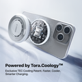 TORRAS PolarCircle Qi2 white/silver magnetic charger with Tora.Coology™ TEC cooling.