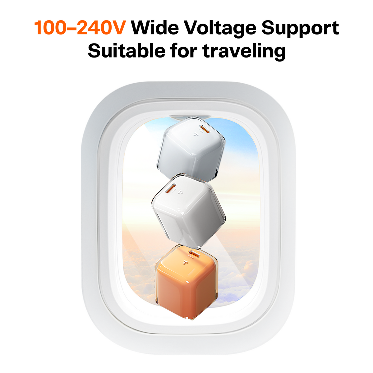 TORRAS 45W USB-C fast charger, white & orange, wide voltage for travel