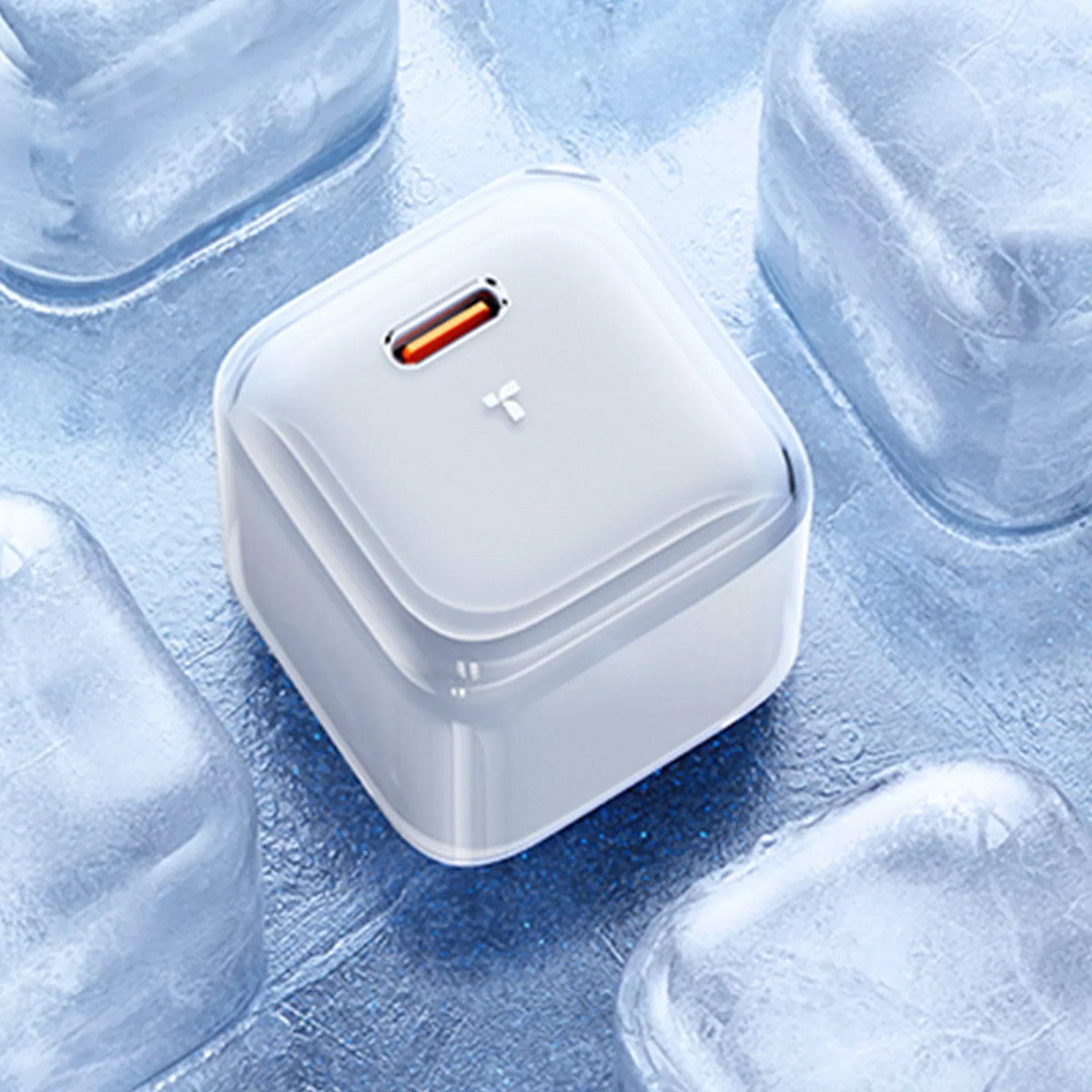 TORRAS Icenano FoldPro 30W USB-C fast charger, white, minimalist logo on ice.