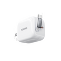 TORRAS white 40W retractable fast charger with USB-C cable and foldable plug.